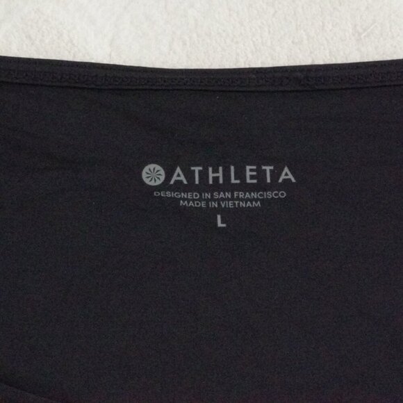 Athleta Sunlover Hilo UPF Dress Asymmetric Short Sleeve Black Large NWT  $79 - Picture 4 of 9